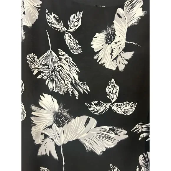 Black cream Daniel Rainn 3/4 sleeve floral blouse top shirt women's size medium - Picture 6 of 6